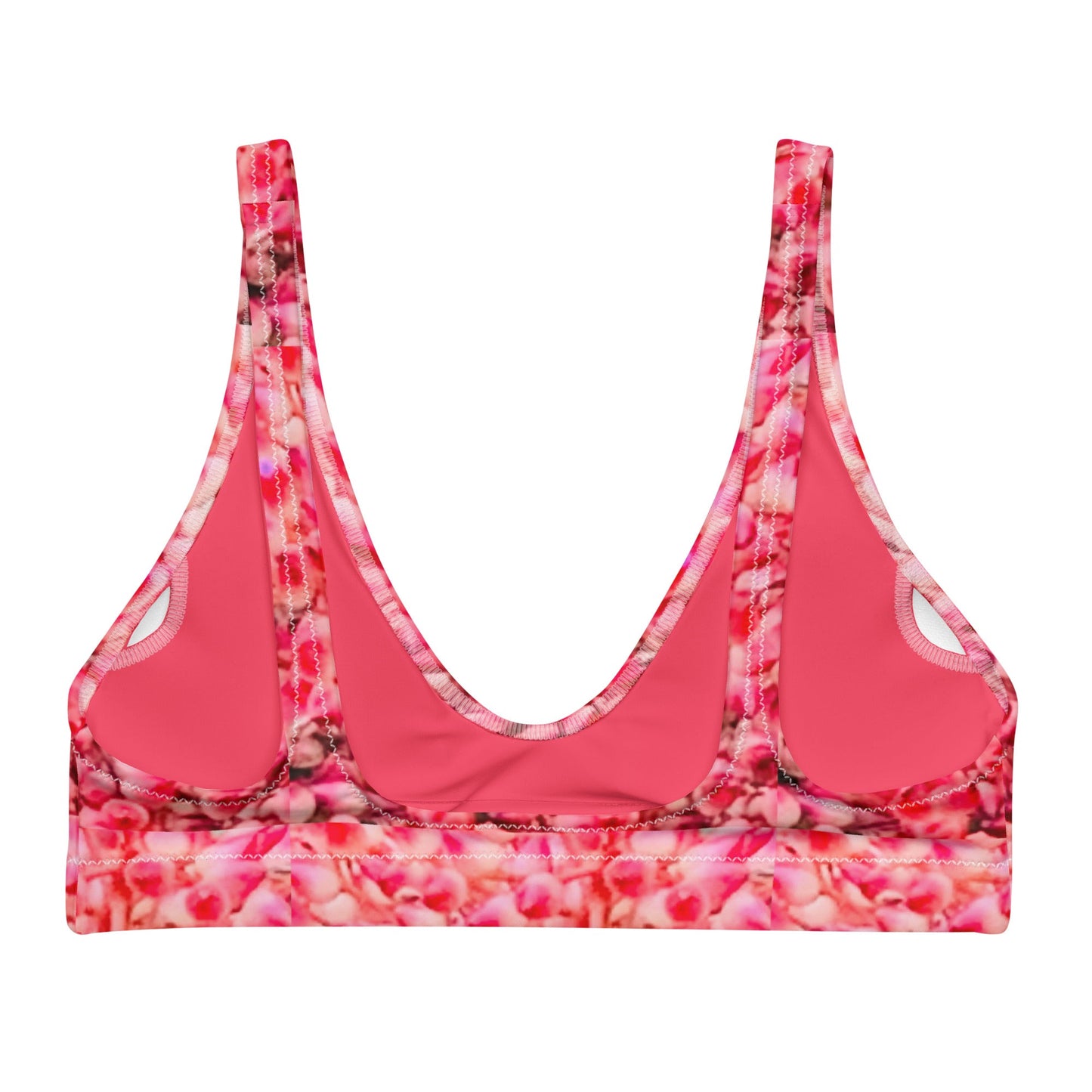 Women's padded bikini top, Pink Floral swimwear, classic beach dress - PratSN