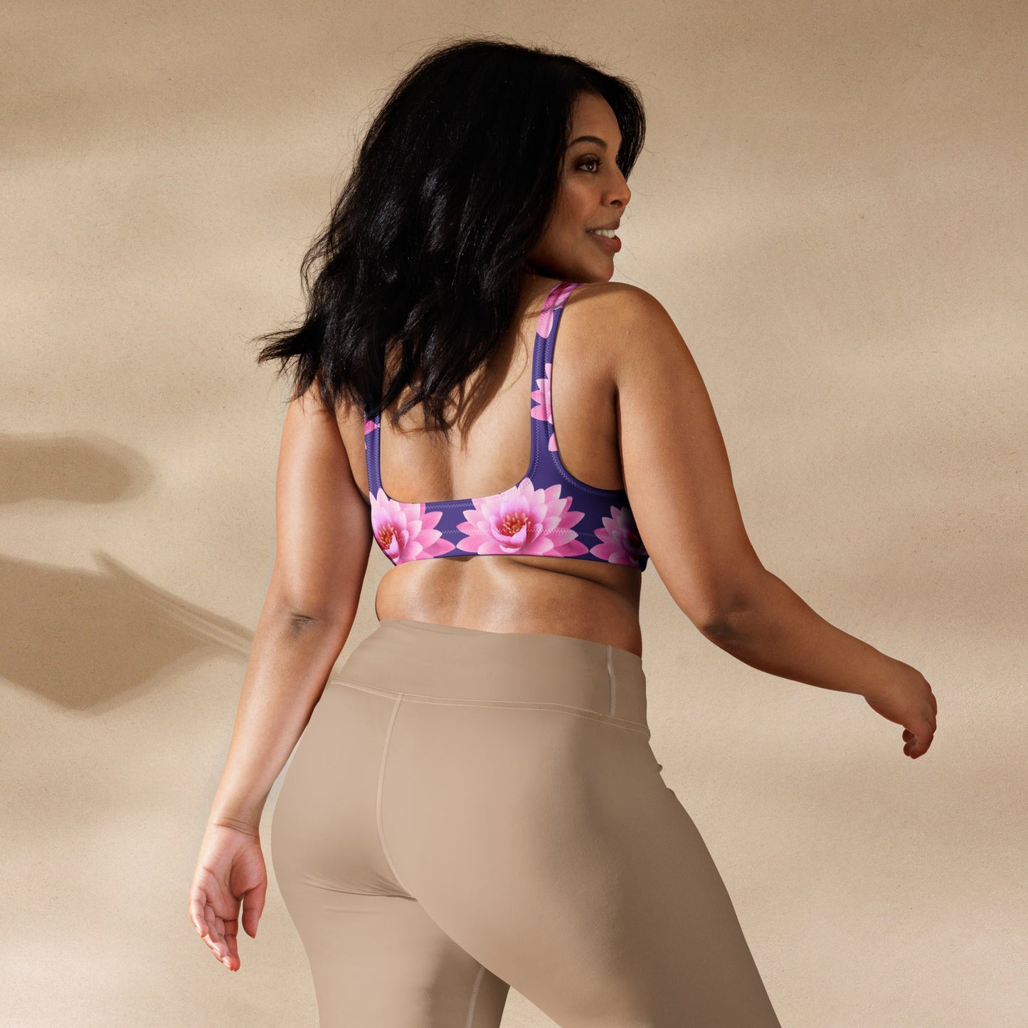 Women's padded bikini top, Pink Flower Swimsuit, purple Swimwear, classic beach dress - PratSN