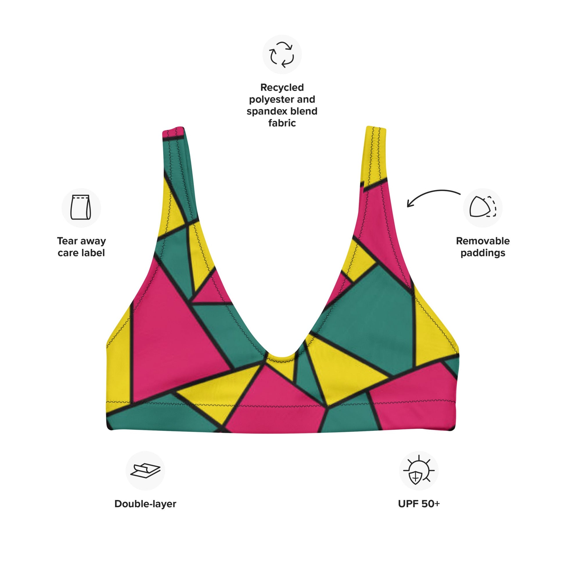 Women's padded bikini top, Pink Green Yellow Cute Summer Bikini Top, beautiful bikini top, Beach dress, Beach dress for summer and spring - PratSN