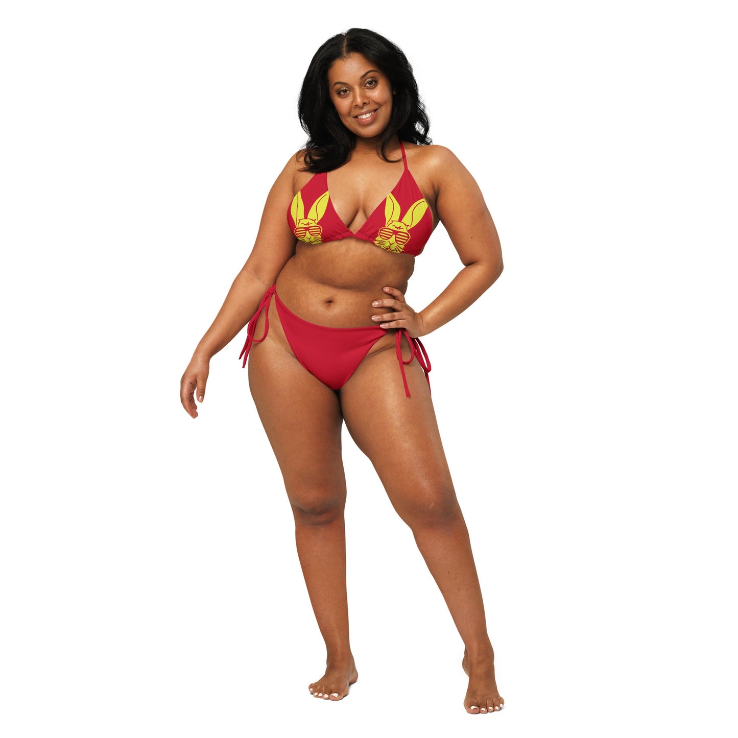 Women's padded bikini top, Red and Yellow Summer Dress, swimwear, classic beach dress - PratSN