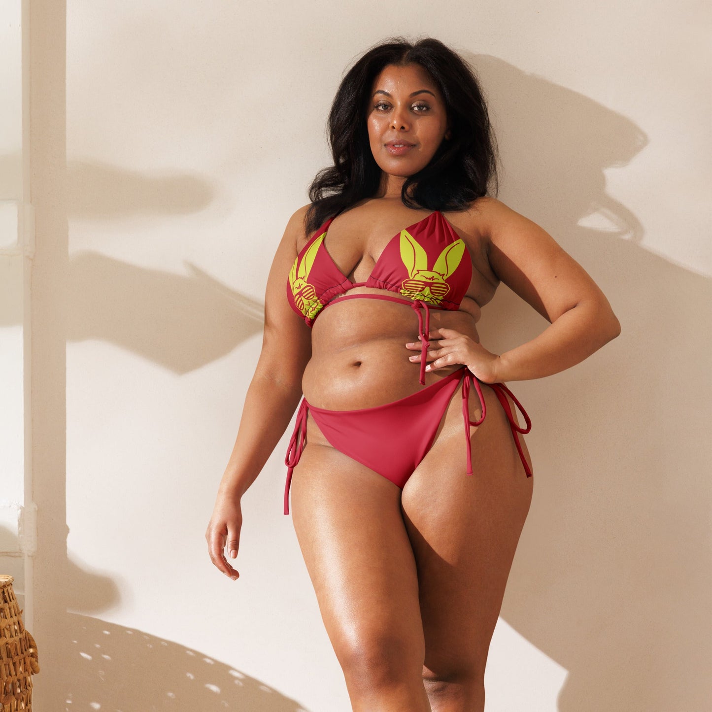 Women's padded bikini top, Red and Yellow Summer Dress, swimwear, classic beach dress - PratSN