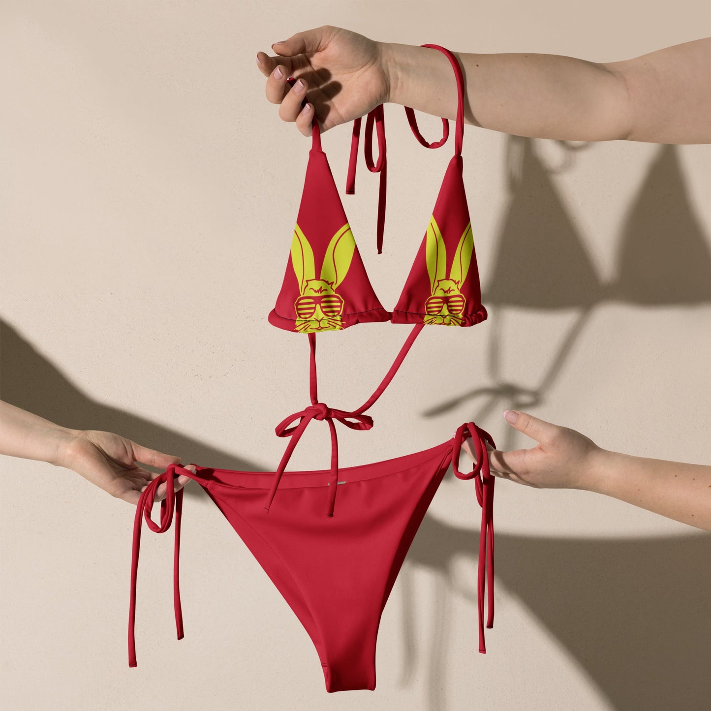 Women's padded bikini top, Red and Yellow Summer Dress, swimwear, classic beach dress - PratSN