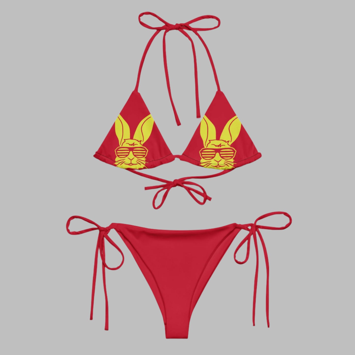 Women's padded bikini top, Red and Yellow Summer Dress, swimwear, classic beach dress - PratSN