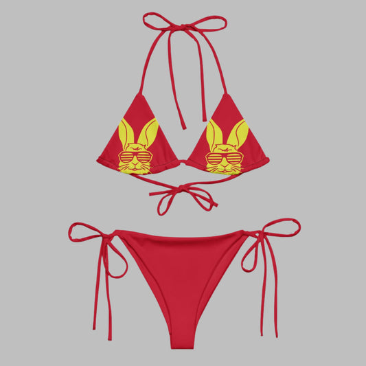 Women's padded bikini top, Red and Yellow Summer Dress, swimwear, classic beach dress - PratSN
