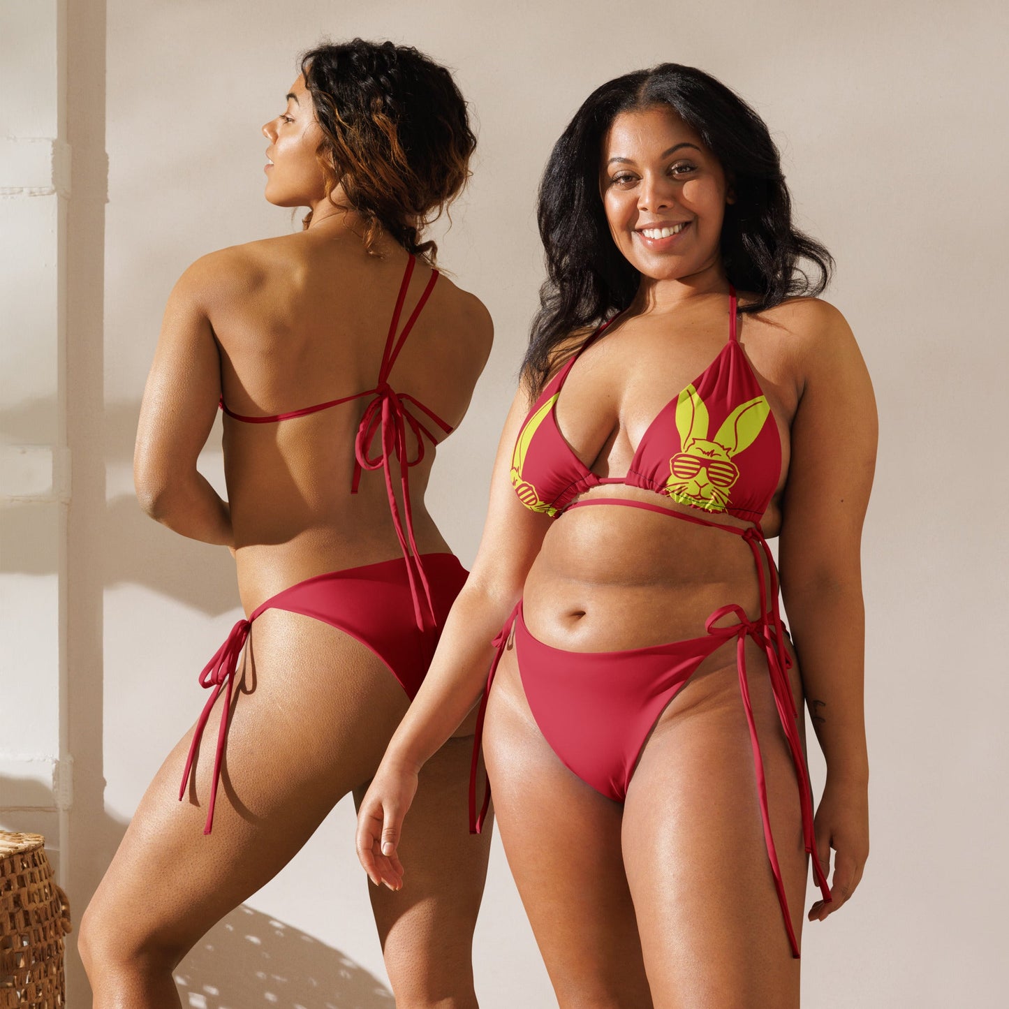 Women's padded bikini top, Red and Yellow Summer Dress, swimwear, classic beach dress - PratSN