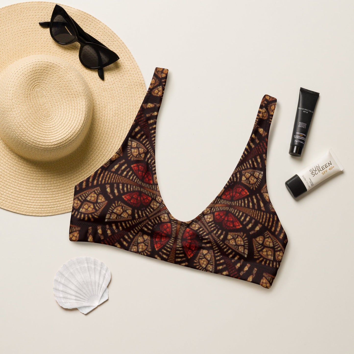 Women's padded bikini top, Red Brown Cute Summer Bikini Top, beautiful bikini top, Beach dress, Beach dress for summer and spring - PratSN
