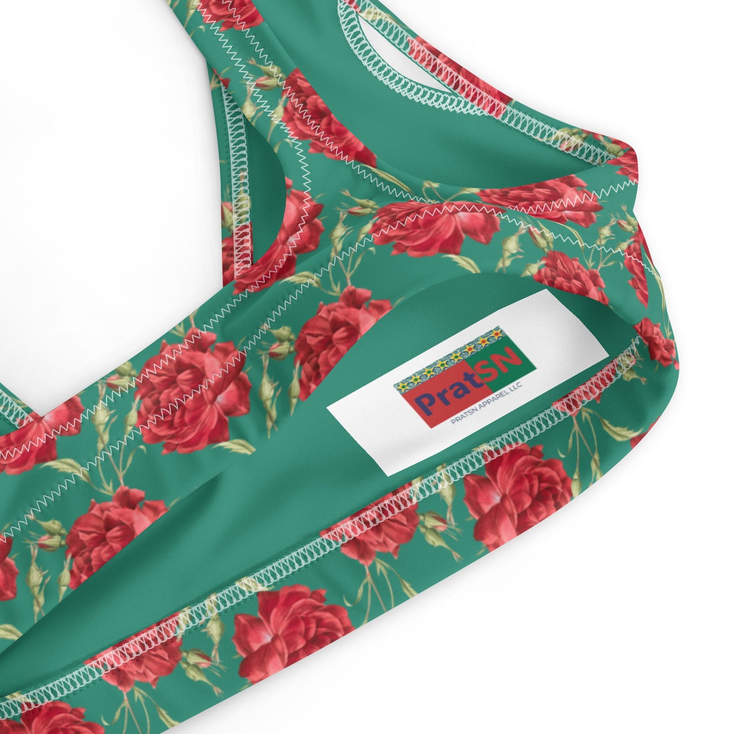 Women's padded bikini top' Red Roses swimwear, classic beach dress - PratSN