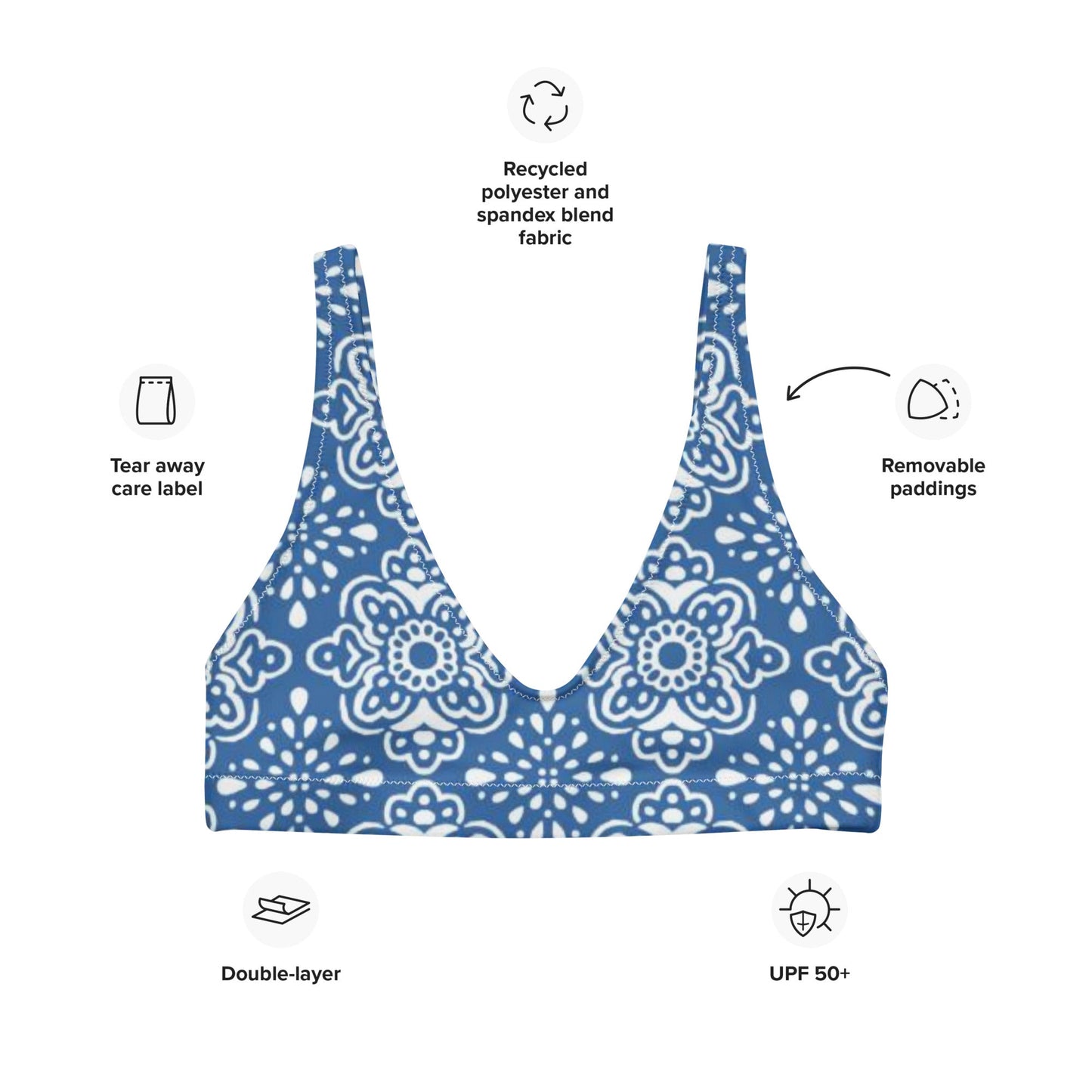 Women's padded bikini top, swimwear, classic beach dress - PratSN