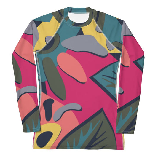 Women's pink and gray abstract Rash Guard - PratSN