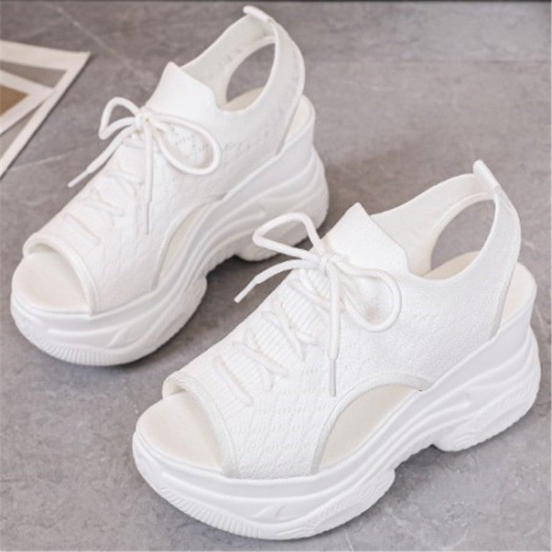 Women's Platform High - heeled Flyknit Wedge Platform Sports Sandals - PratSN