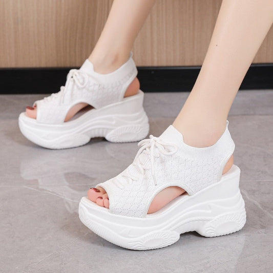Women's Platform High - heeled Flyknit Wedge Platform Sports Sandals - PratSN