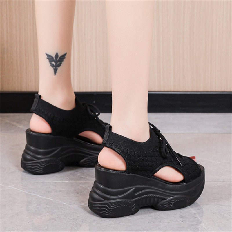 Women's Platform High - heeled Flyknit Wedge Platform Sports Sandals - PratSN