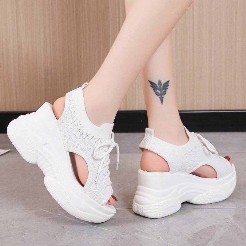 Women's Platform High - heeled Flyknit Wedge Platform Sports Sandals - PratSN