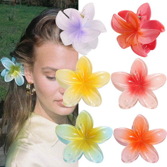 Women's Plumeria Hair Clips, Flower Hair Clip, Trendy Hair Claw Clip, Popular Hair Catch Hair Accessories - PratSN