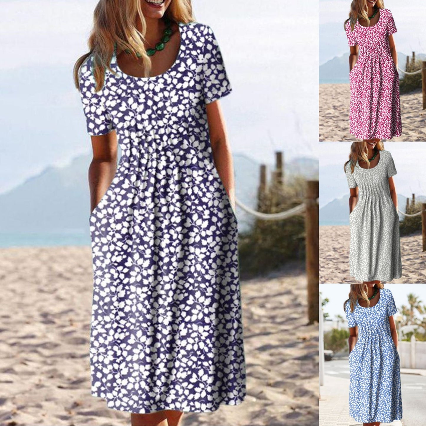 Women's Printed Dresses Waist Long - PratSN