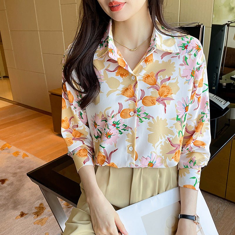 Women's Printed Long Sleeve Tulip Shirt - PratSN