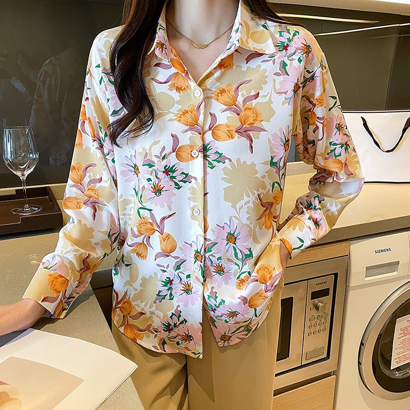 Women's Printed Long Sleeve Tulip Shirt - PratSN