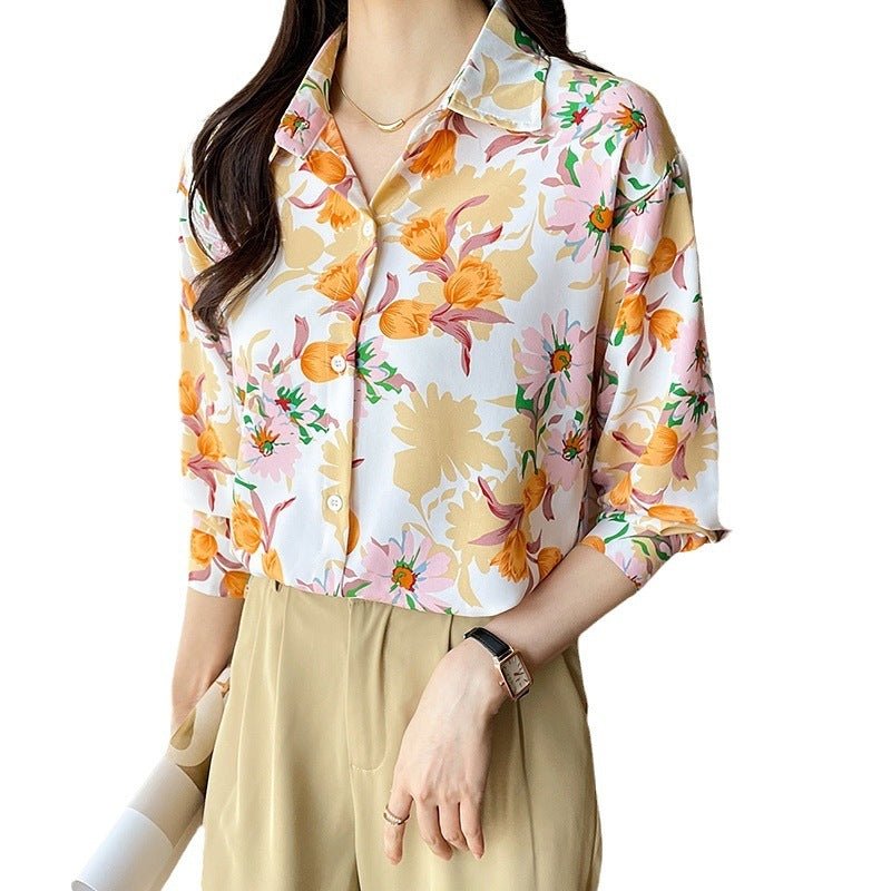 Women's Printed Long Sleeve Tulip Shirt - PratSN