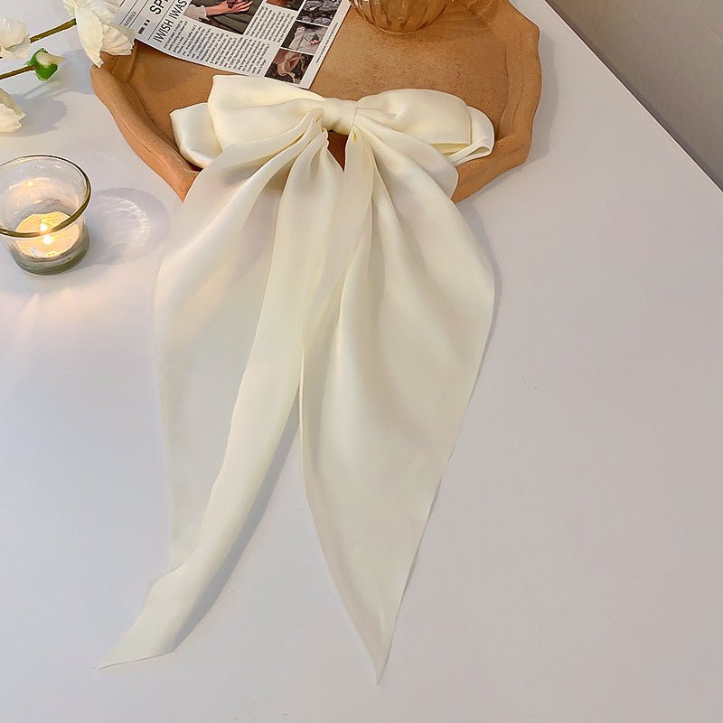 Women's Red Bow Encrusted Tassel Hairpin Back Head Spring Top Clip - PratSN