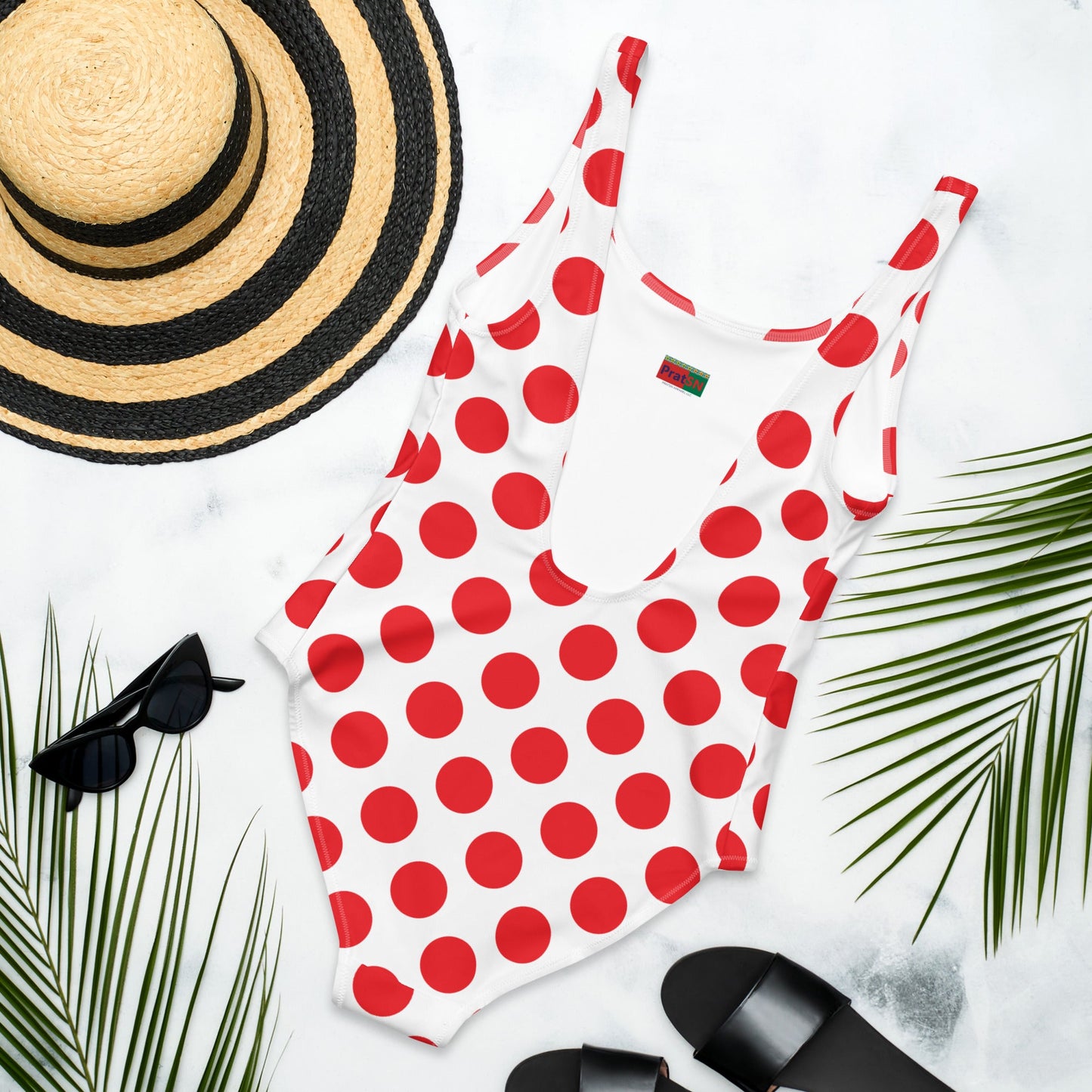 Women's red polka dot one - piece swimsuit - PratSN