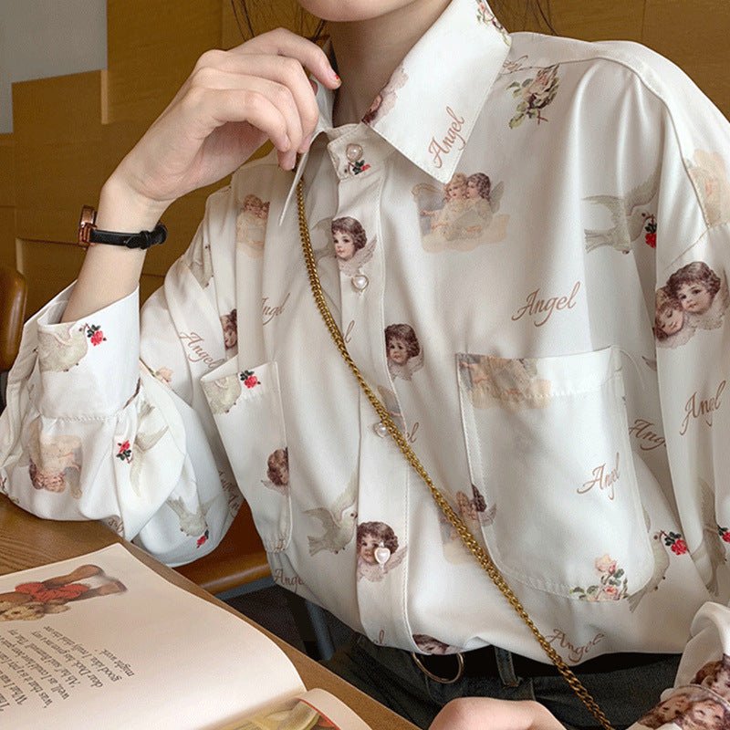 Women's Retro Loose Outerwear Long Sleeve Shirt - PratSN