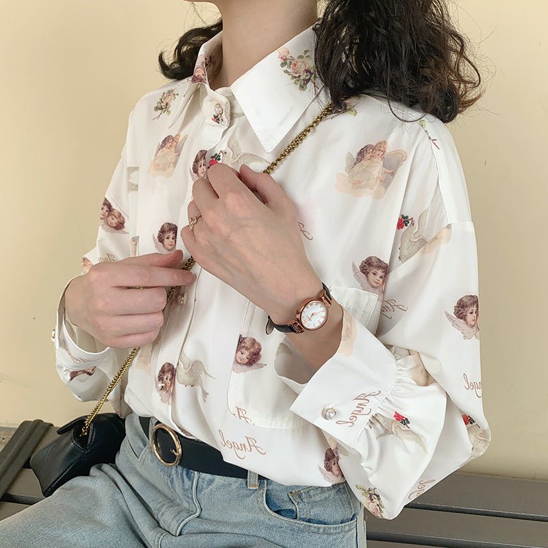 Women's Retro Loose Outerwear Long Sleeve Shirt - PratSN