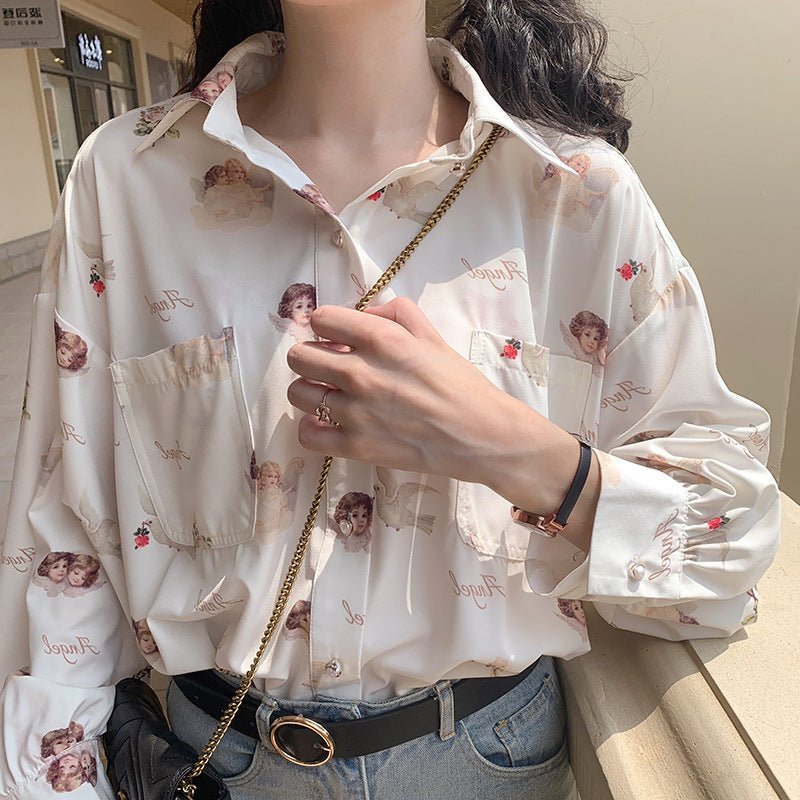 Women's Retro Loose Outerwear Long Sleeve Shirt - PratSN