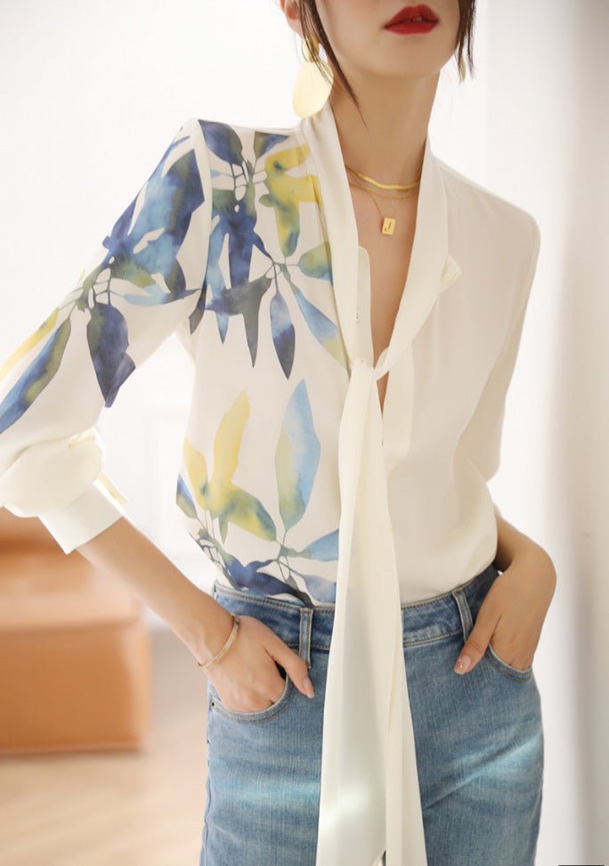Women's Ribbon Silk Shirt - PratSN