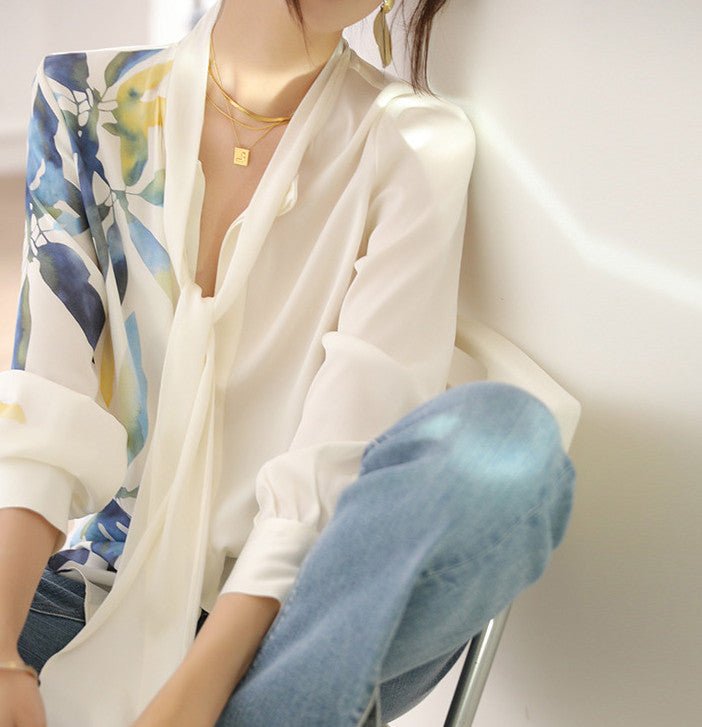 Women's Ribbon Silk Shirt - PratSN