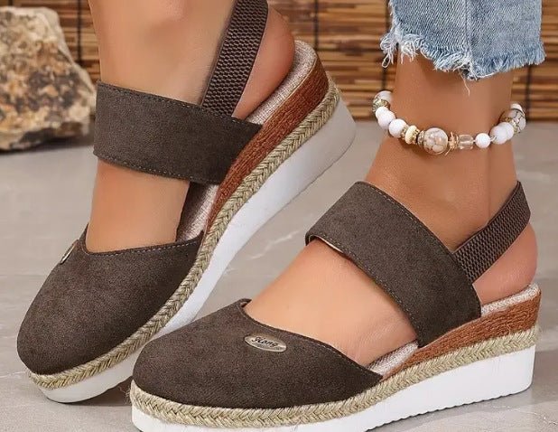 Women's Shoes Wedge Lightweight Hemp Rope Braided Closed Toe Elastic - PratSN