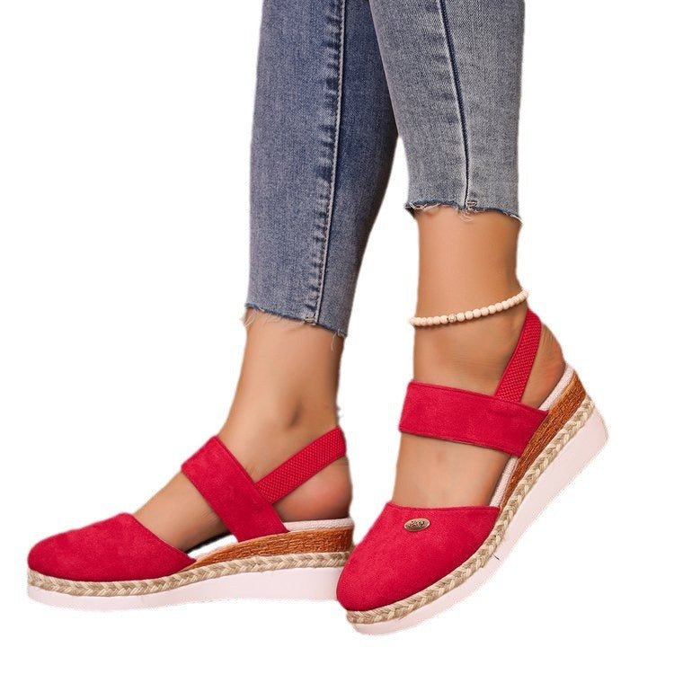Women's Shoes Wedge Lightweight Hemp Rope Braided Closed Toe Elastic - PratSN