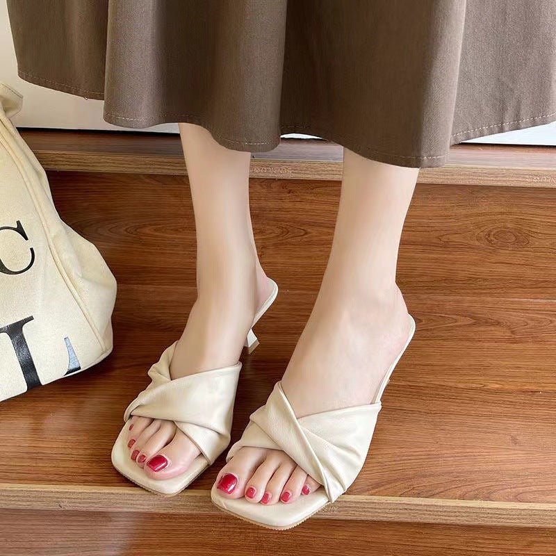 Women's Simple High Heel Shoes Outdoor Semi - slippers - PratSN