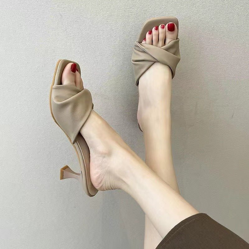 Women's Simple High Heel Shoes Outdoor Semi - slippers - PratSN