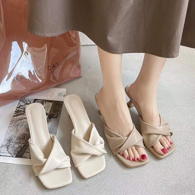 Women's Simple High Heel Shoes Outdoor Semi - slippers - PratSN