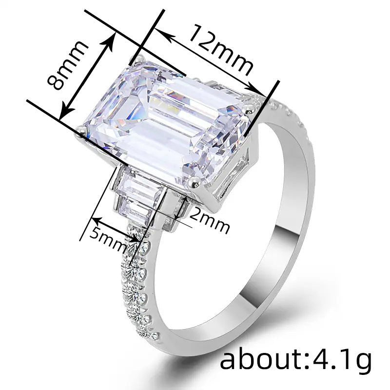 Women's Simple Personality Square Inlaid Zircon Ring - PratSN