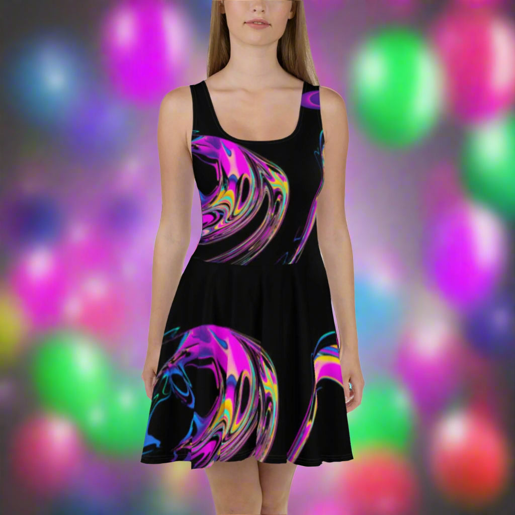women's Skater Dress, Black and Purple Skater dress,Clubwear, Fit - PratSN XL women's Skater Dress, Black and Purple Skater dress,Clubwear, Fit - PratSN XL