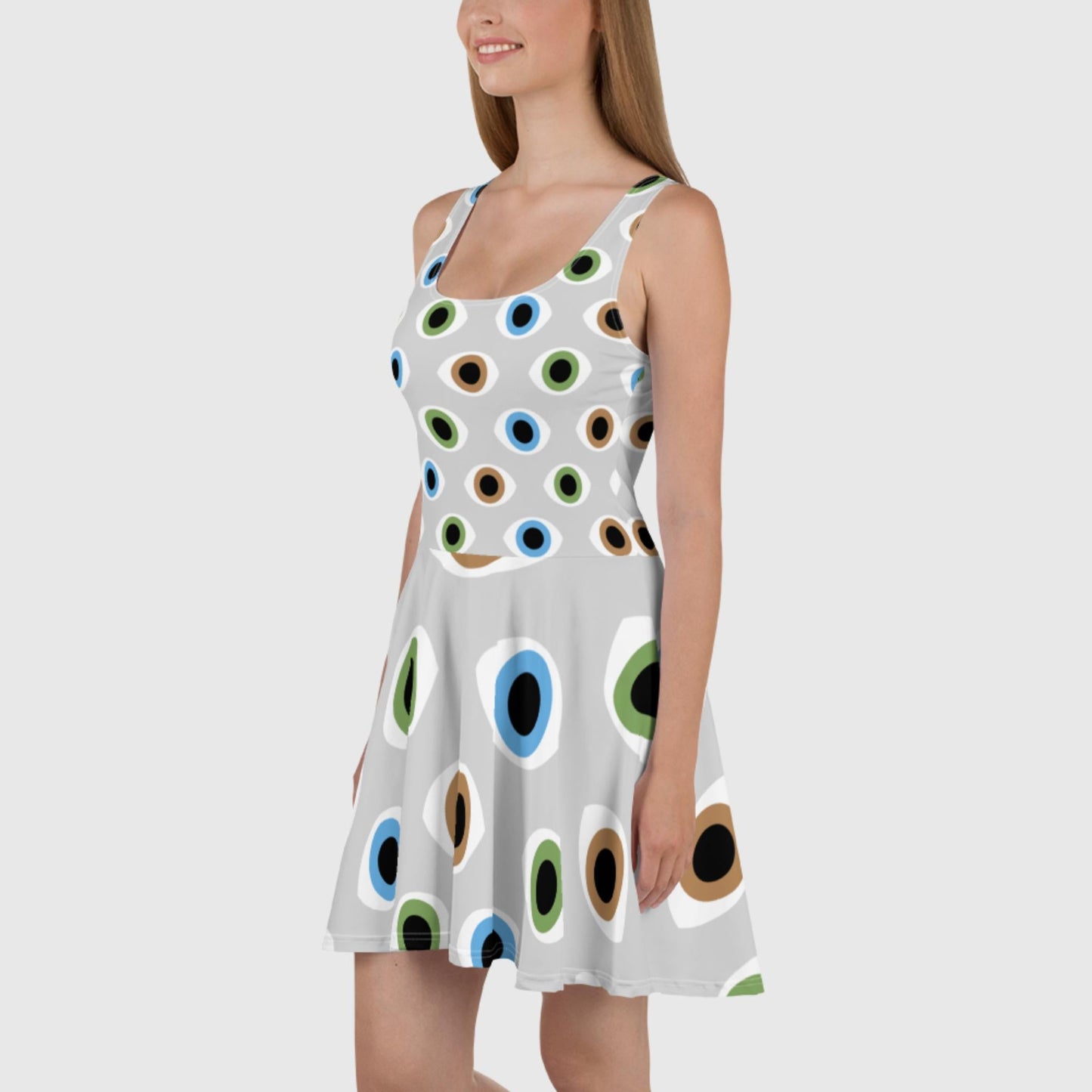 Women's Skater Dress, Polka dot skater dress, Multicolor skater dress, Skater dress for summer and spring - PratSN