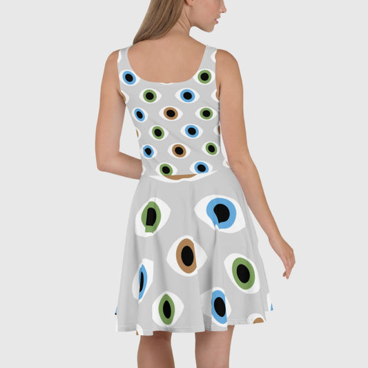 Women's Skater Dress, Polka dot skater dress, Multicolor skater dress, Skater dress for summer and spring - PratSN