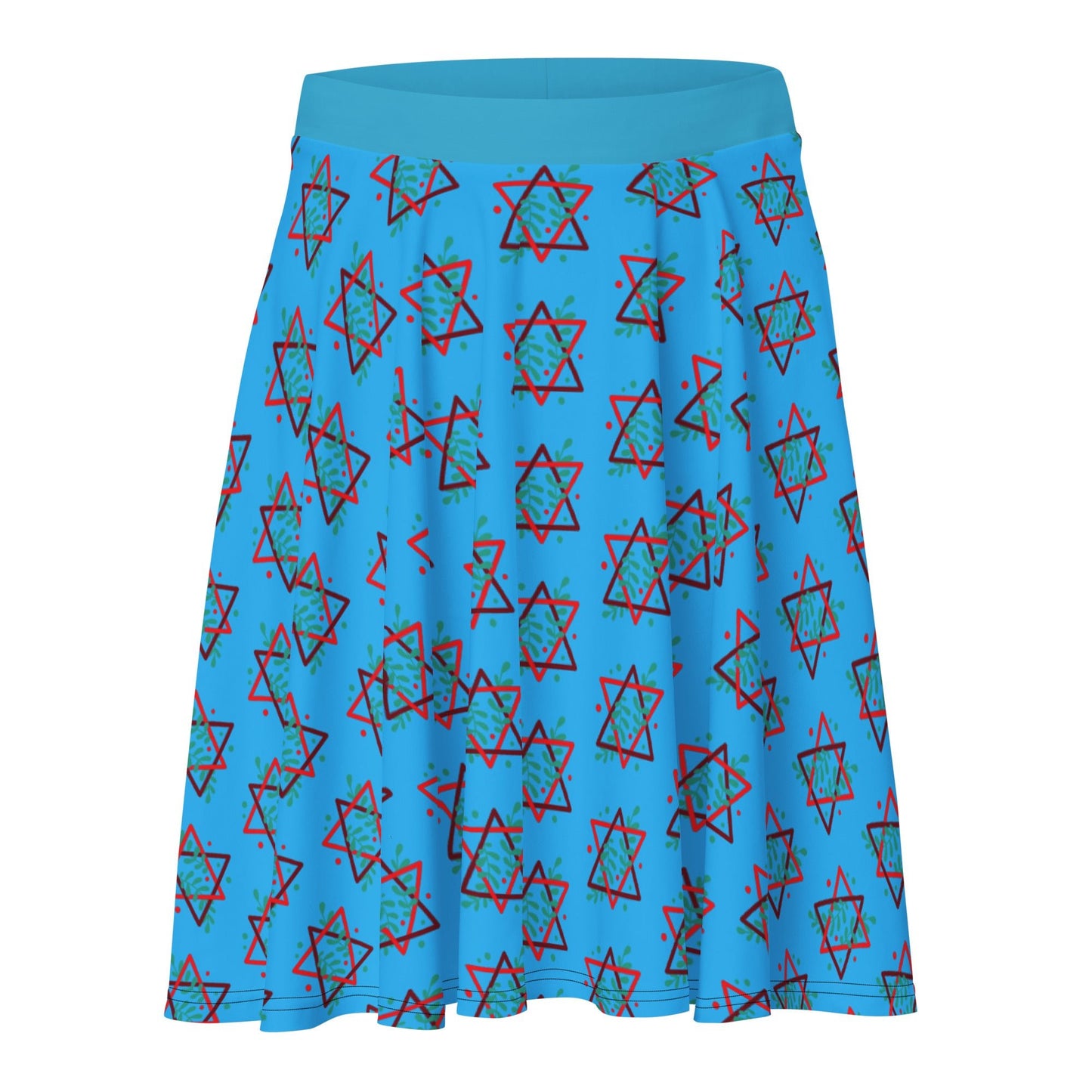 Women's skater skirt, Deep sky blue color skirt, Festive skater skirt, Cut & sew sublimation skirt, skater skirt for summer and spring festivals - PratSN