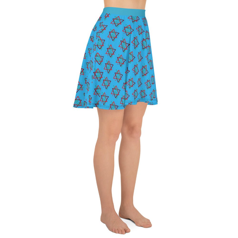 Women's skater skirt, Deep sky blue color skirt, Festive skater skirt, Cut & sew sublimation skirt, skater skirt for summer and spring festivals - PratSN