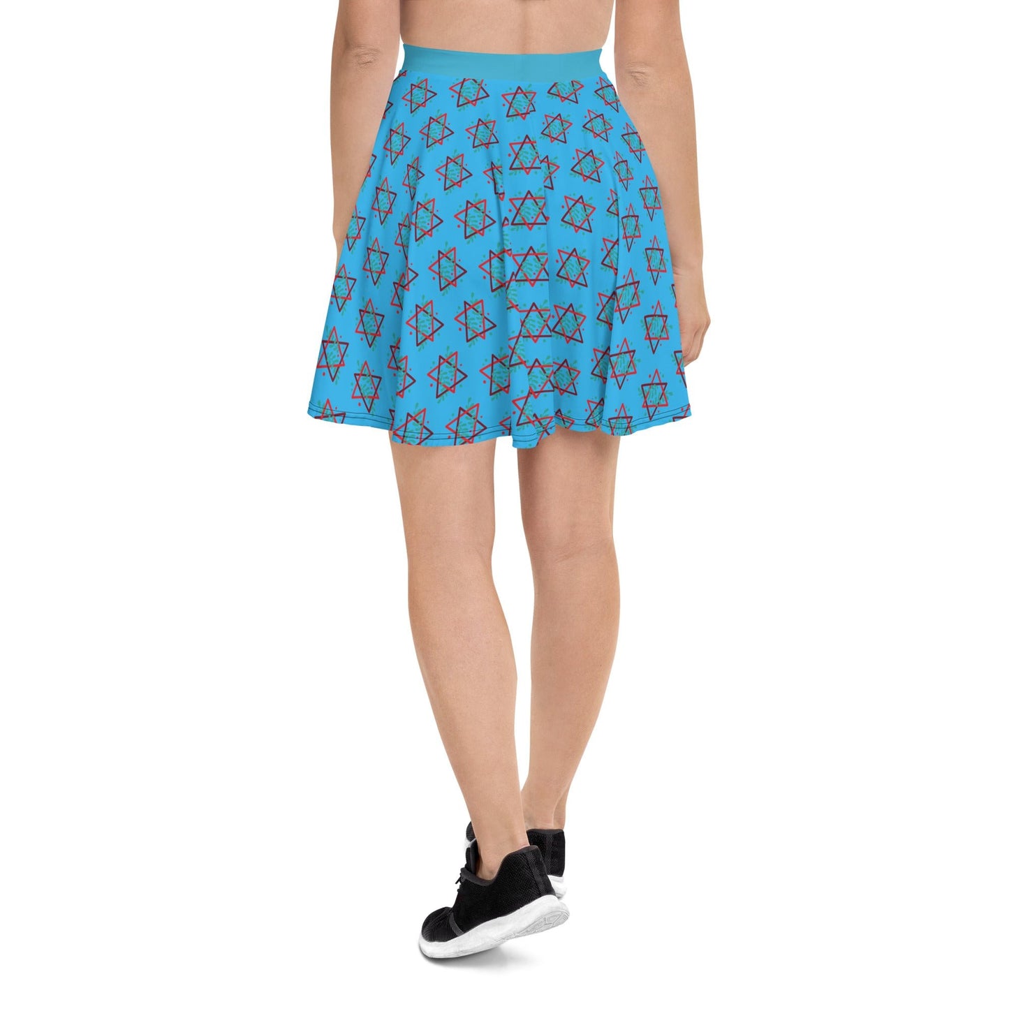 Women's skater skirt, Deep sky blue color skirt, Festive skater skirt, Cut & sew sublimation skirt, skater skirt for summer and spring festivals - PratSN