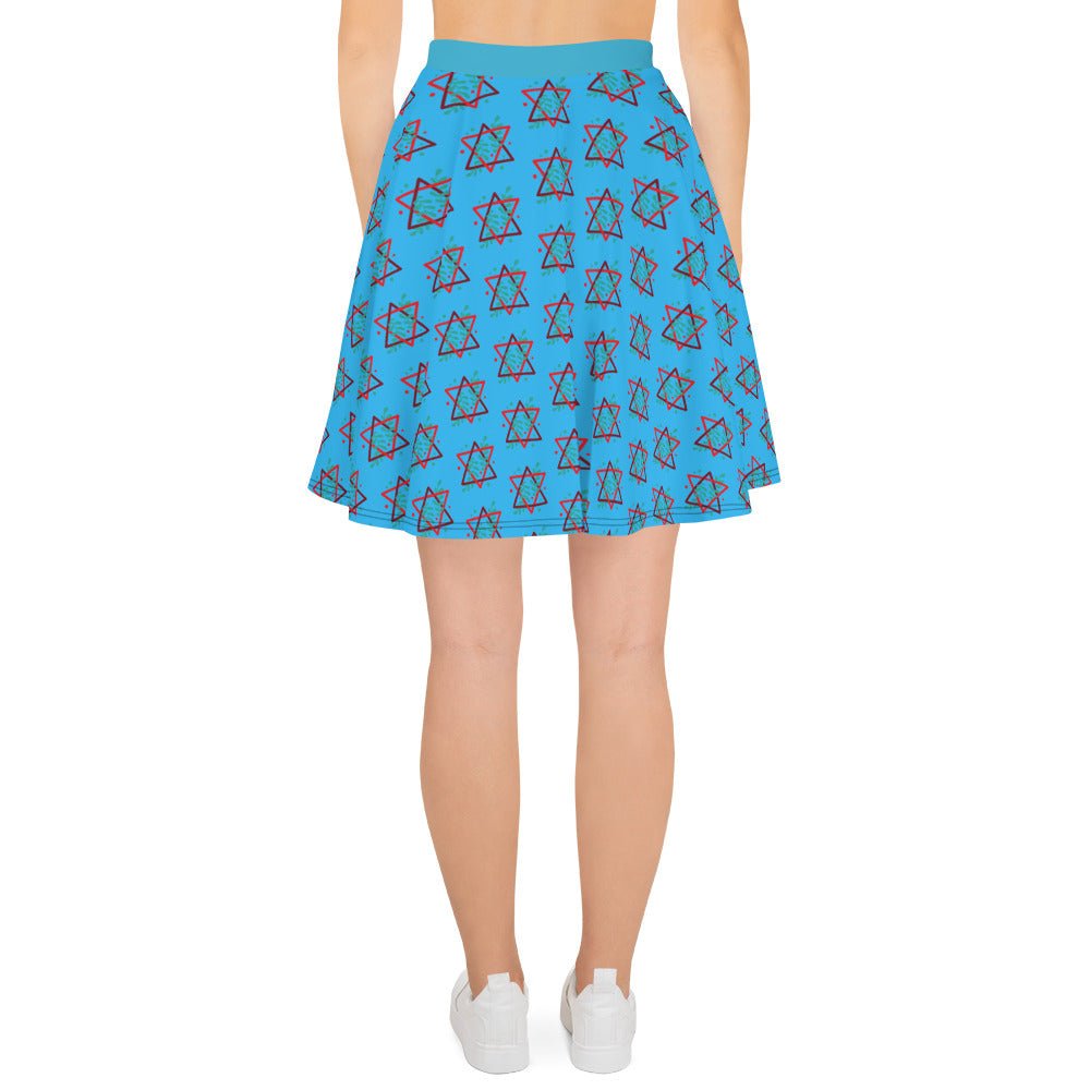 Women's skater skirt, Deep sky blue color skirt, Festive skater skirt, Cut & sew sublimation skirt, skater skirt for summer and spring festivals - PratSN