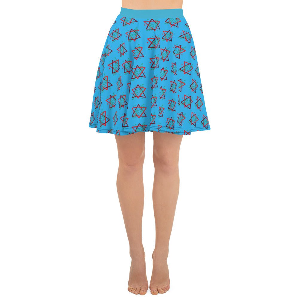Women's skater skirt, Deep sky blue color skirt, Festive skater skirt, Cut & sew sublimation skirt, skater skirt for summer and spring festivals - PratSN