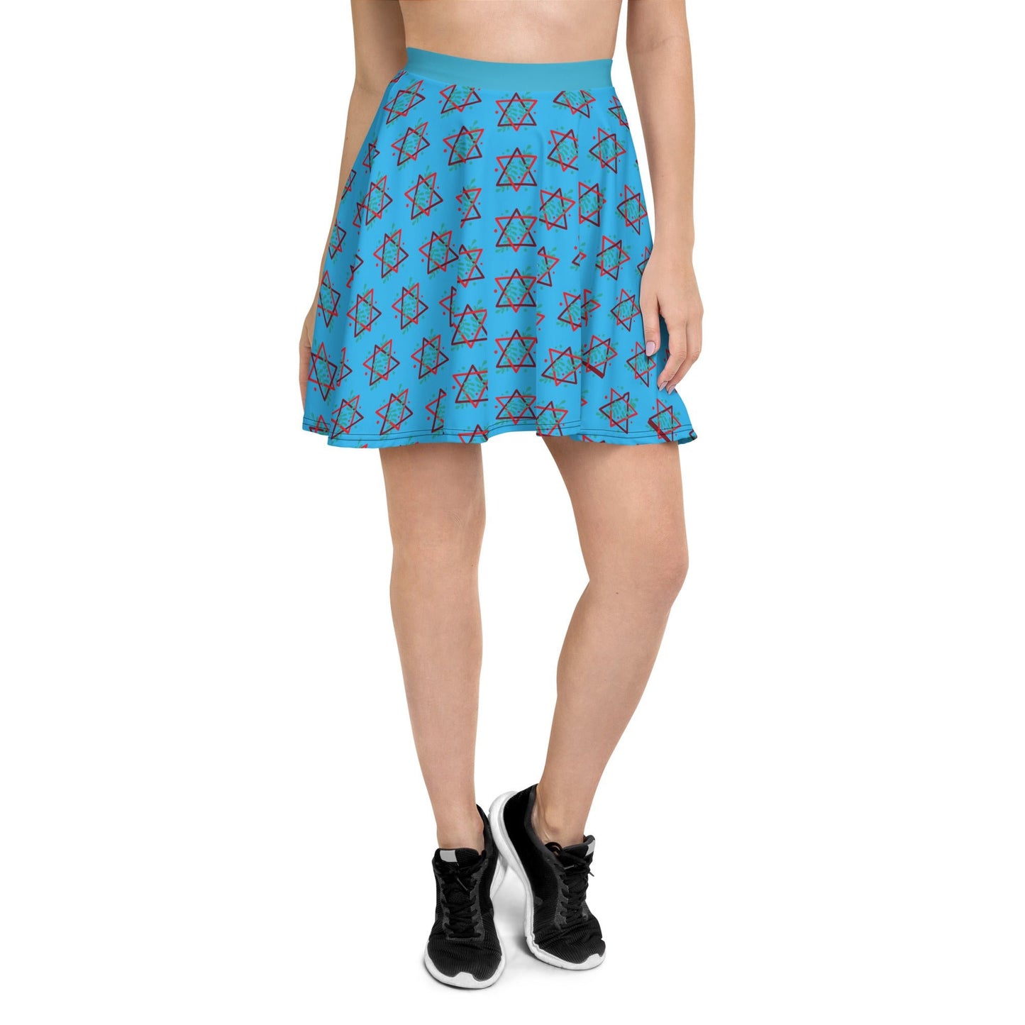 Women's skater skirt, Deep sky blue color skirt, Festive skater skirt, Cut & sew sublimation skirt, skater skirt for summer and spring festivals - PratSN