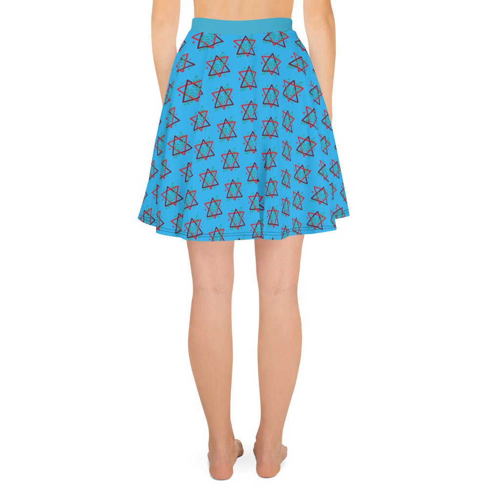 Women's skater skirt, Deep sky blue color skirt, Festive skater skirt, Cut & sew sublimation skirt, skater skirt for summer and spring festivals - PratSN