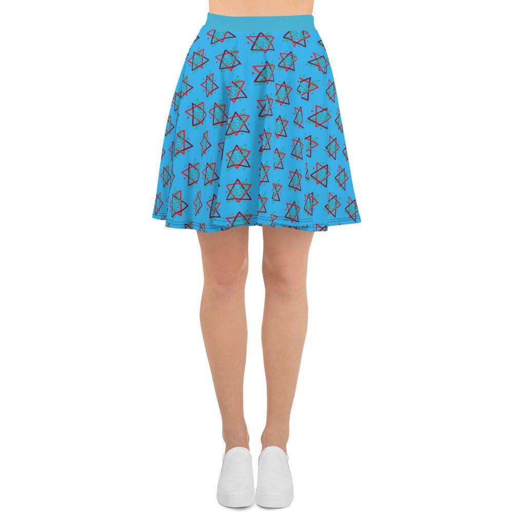 Women's skater skirt, Deep sky blue color skirt, Festive skater skirt, Cut & sew sublimation skirt, skater skirt for summer and spring festivals - PratSN