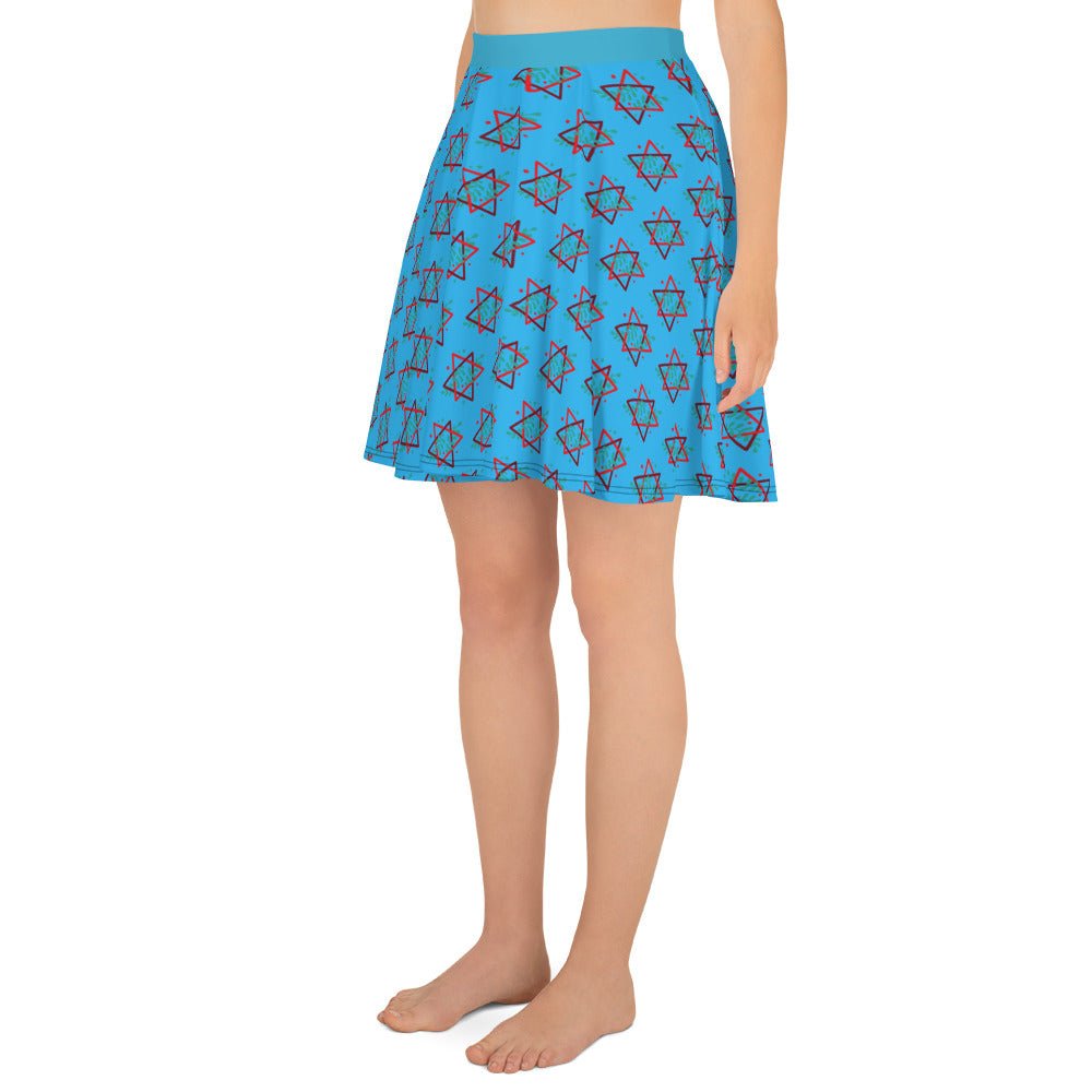 Women's skater skirt, Deep sky blue color skirt, Festive skater skirt, Cut & sew sublimation skirt, skater skirt for summer and spring festivals - PratSN