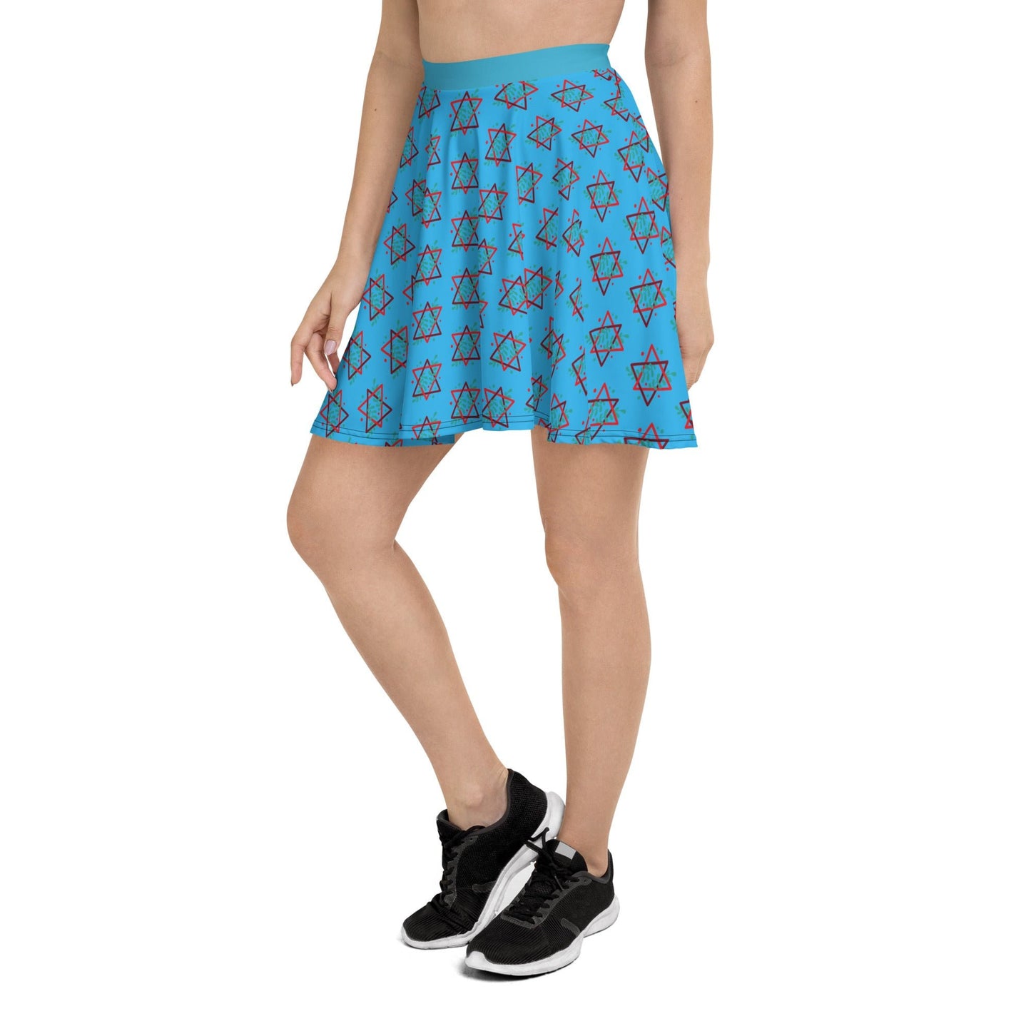 Women's skater skirt, Deep sky blue color skirt, Festive skater skirt, Cut & sew sublimation skirt, skater skirt for summer and spring festivals - PratSN