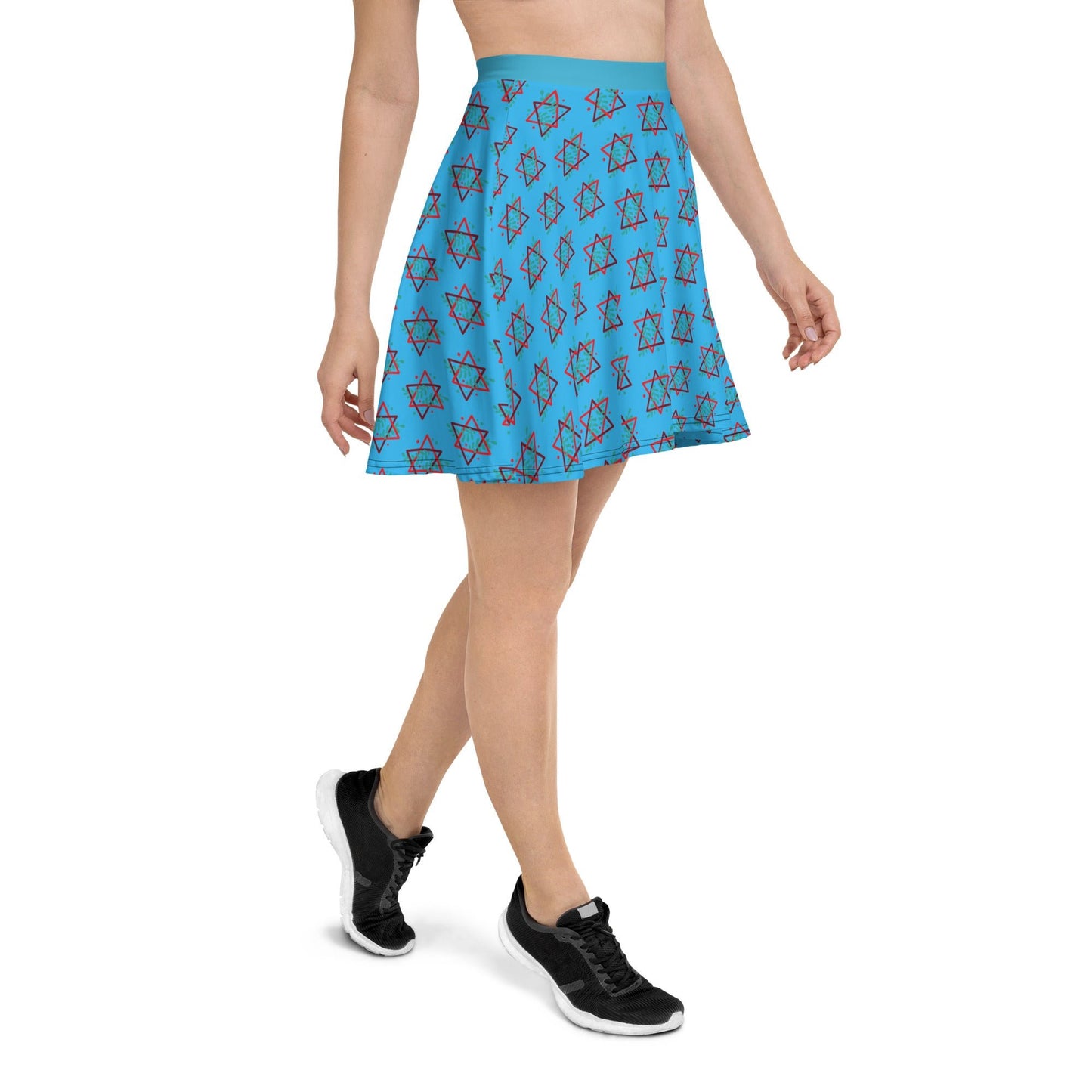 Women's skater skirt, Deep sky blue color skirt, Festive skater skirt, Cut & sew sublimation skirt, skater skirt for summer and spring festivals - PratSN