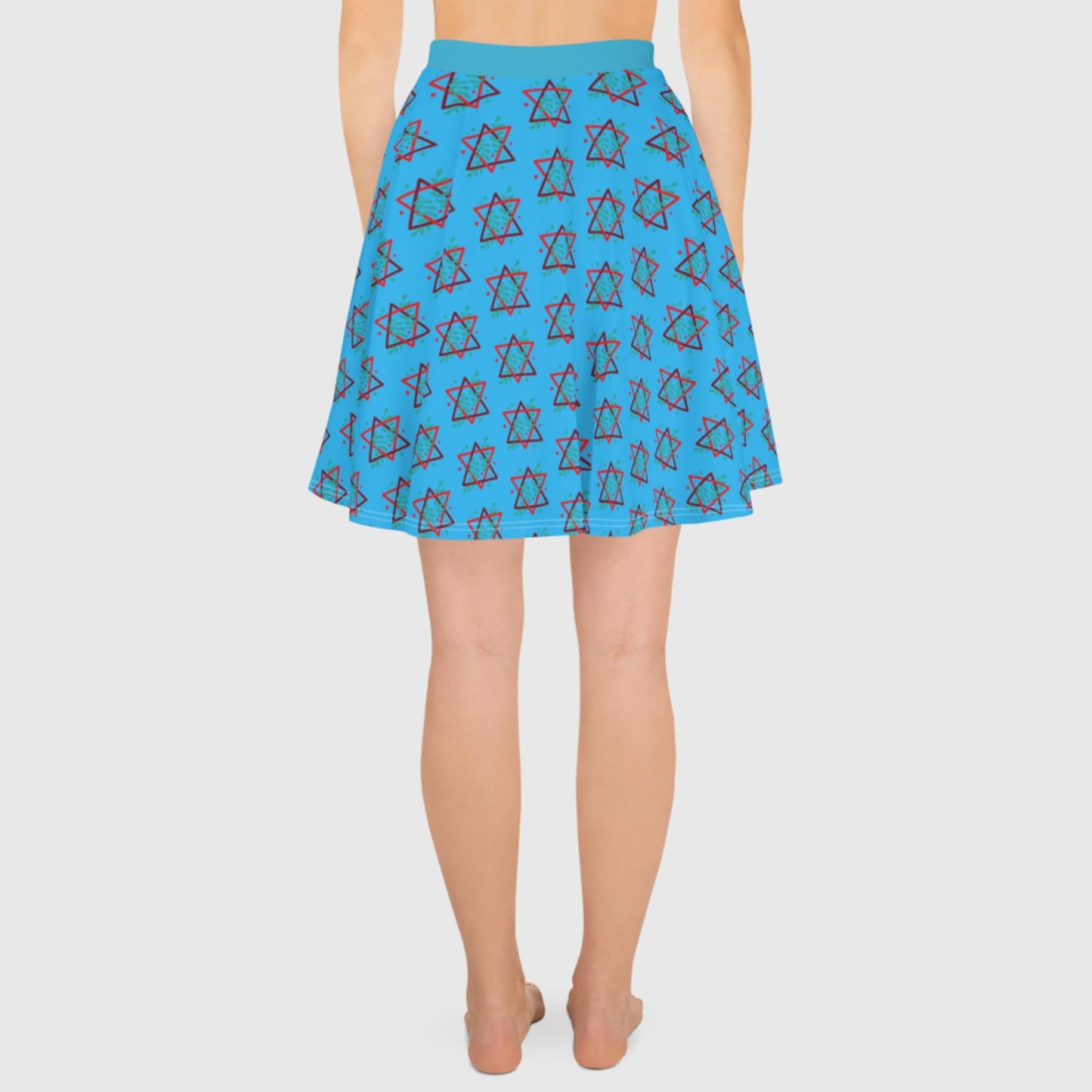 Women's skater skirt, Deep sky blue color skirt, Festive skater skirt, Cut & sew sublimation skirt, skater skirt for summer and spring festivals - PratSN
